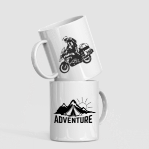 royal enfield himalayan "the adventure begins" printed ceramic mug