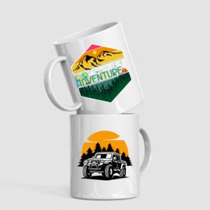 premium adventure & off road ceramic coffee mug – mountain landscape & 4x4 jeep graphic