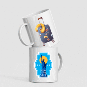 new york city & travel suitcase ceramic mug – nyc statue of liberty design