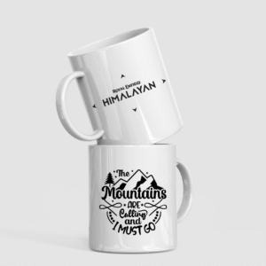 royal enfield himalayan "the mountains are calling" printed ceramic mug